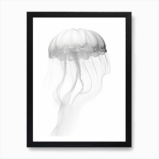 Jellyfish Art Print, White Charcoal Drawing, Ocean Art, Sea Creature,  Jellyfish Art Prints & Posters, Decorative Wall Art for Your Home 