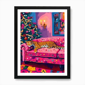 Leopard On Couch Art Print