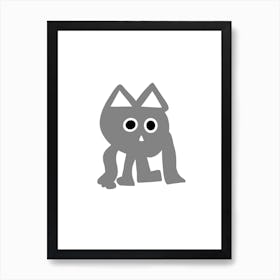 Kids Art Grey Cat Art Print