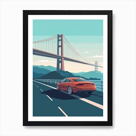 A Audi A4 In The Pacific Coast Highway Car Illustration 4 Art Print