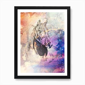 Horse Drawing Art Illustration In A Photomontage Style 55 Art Print