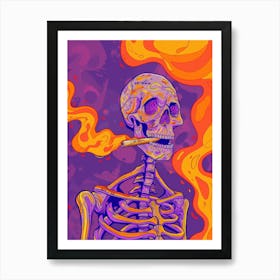 Skeleton Smoking A Cigarette 2 Art Print