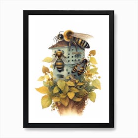 Mason Beehive Watercolour Illustration 1 Art Print