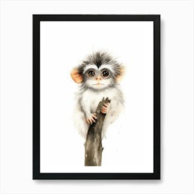 Watercolour Jungle Animal Emperor Tamarin 1 Art Print