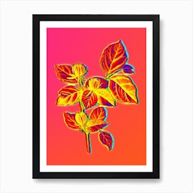 Neon Carolina Allspice Flower Botanical in Hot Pink and Electric Blue Art Print