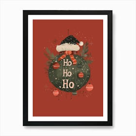 Festive Ho Ho Ho Bauble Red Art Print