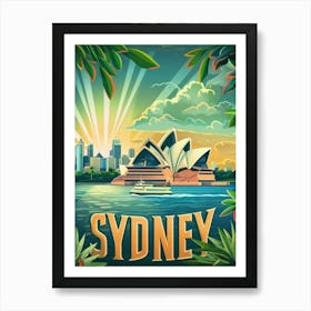 Sydney Vibrant Vintage Style Travel Art Print