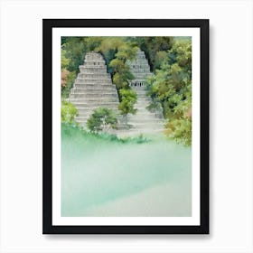 Tikal National Park Guatemala Water Colour Poster Art Print