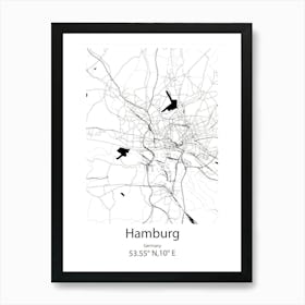 Hamburg,Germany Minimalist Map Art Print