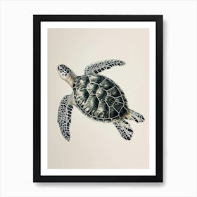 Vintage Minimalist Sea Turtle Painting 1 Art Print