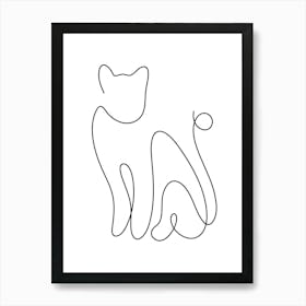 Kitty Cat Monoline Drawing Line Art 1 Poster