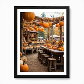 An Old Style Fall Fair Set Amid The Heart Of A Golden Hued Forest The Venue Is Bedecked With Lively (6) Art Print