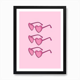 Pink Heart Sunglasses 1 Art Print