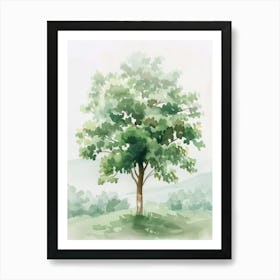 Paulownia Tree Atmospheric Watercolour Painting 4 Art Print