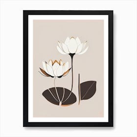 Lotus Flowers In Park Retro Minimal 6 Art Print