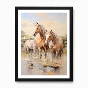 Horses Painting In Corsica, France 1 Art Print