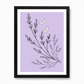  Line Art Lavender AI Art Print