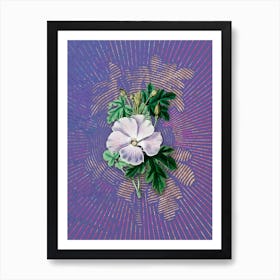 Vintage Wray's Hibiscus Flower Botanical Illustration on Veri Peri n.0762 Art Print