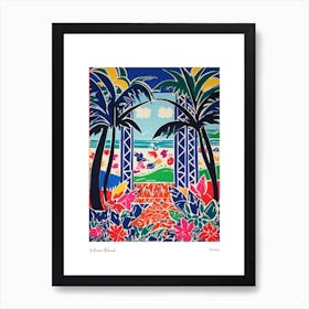 Miami Beach Florida Matisse Style 2 Watercolour Travel Poster Art Print