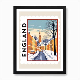 Retro Winter Stamp Poster Oxford United Kingdom 2 Art Print