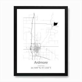 Ardmore,United States Minimalist Map Art Print