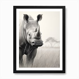 Black Rhinoceros Realism 2 Art Print