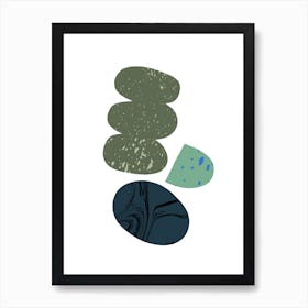 Pebbles And Marble Green Shades Art Print