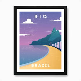 Rio/Rio de Janeiro, Brazil — Retro travel minimalist poster Art Print