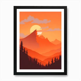 Misty Mountains Vertical Composition In Orange Tone 91 Art Print