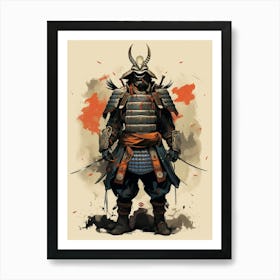Japanese Samurai Illustration 9 Art Print