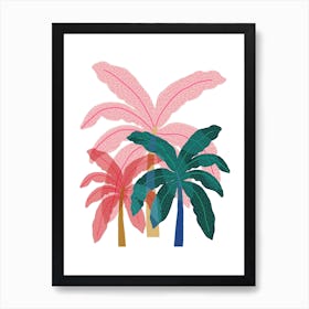 Trio Of Palms Pink Art Print