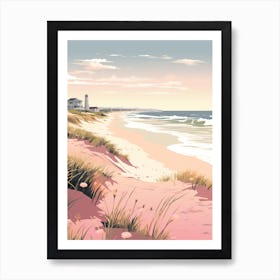 An Illustration In Pink Tones Of Outer Banks Beach North Carolina 2 Art Print