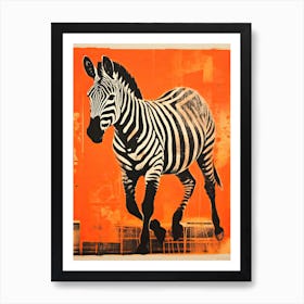 Zebra, Woodblock Animal  Drawing 4 Art Print