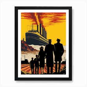 Titanic Family Boarding Pop Art 4 Art Print