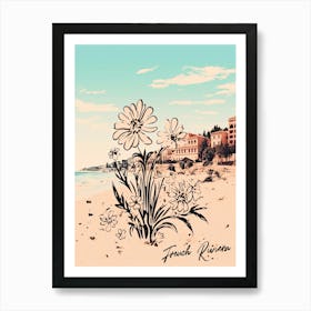 French Riviera Postcard Flowers Collage 1 Art Print