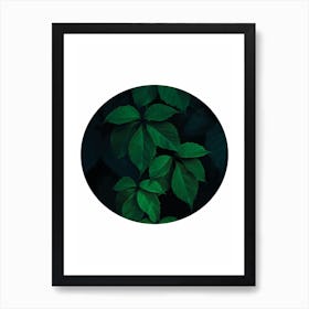 Dark Green Plant Circle Art Print