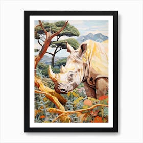 Patchwork Rhino With The Trees 7 Art Print