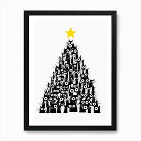 Christmas Tree With Cats 1 Art Print