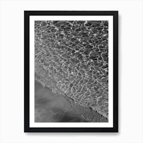 Where Sand And Water Meet Black And White Art Print