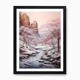 Dreamy Winter Painting Zion National Park United States 4 Art Print