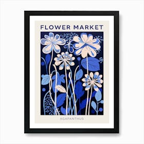 Blue Flower Market Poster Agapanthus 2 Art Print