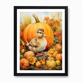 Autumnal Duckling 1 Art Print