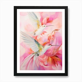 Pink Ethereal Bird Painting Hummingbird 5 Art Print