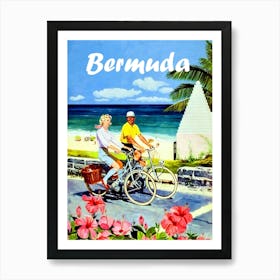 Bermuda, Couple On A Bicycle Ride Art Print