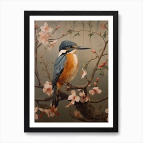 Dark And Moody Botanical Kingfisher 3 Art Print