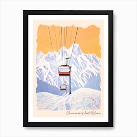 Poster Of Chamonix Mont Blanc   France, Ski Resort Pastel Colours Illustration 0 Art Print