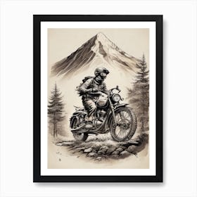 Bike Art Black And White Art Print