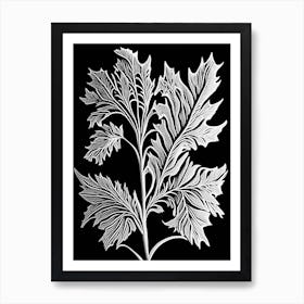 Wormwood Leaf Linocut 2 Art Print