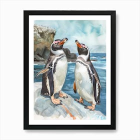 Humboldt Penguin Petermann Island Watercolour Painting 4 Art Print