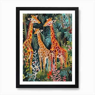 Giraffes Crayon style art 11x14 Canvas for a Stylish Transformation of Your  Space, free shipping